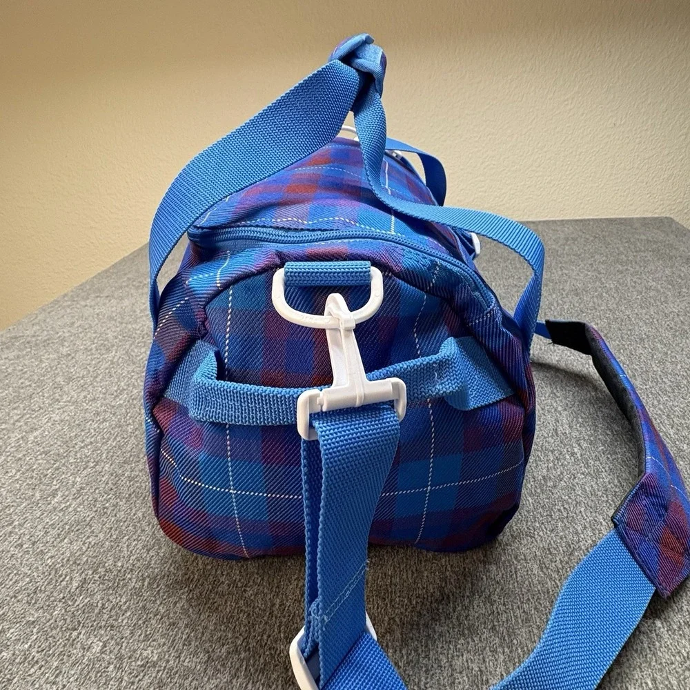Dakine EQ‎ Sports Bag Duffle Red Blue Plaid Print Gym Carry On